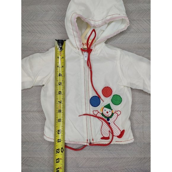 Vintage Baby Togs Jacket Windbreaker White Hooded Nylon Embroidered Clown 3-6m - Picture 10 of 10